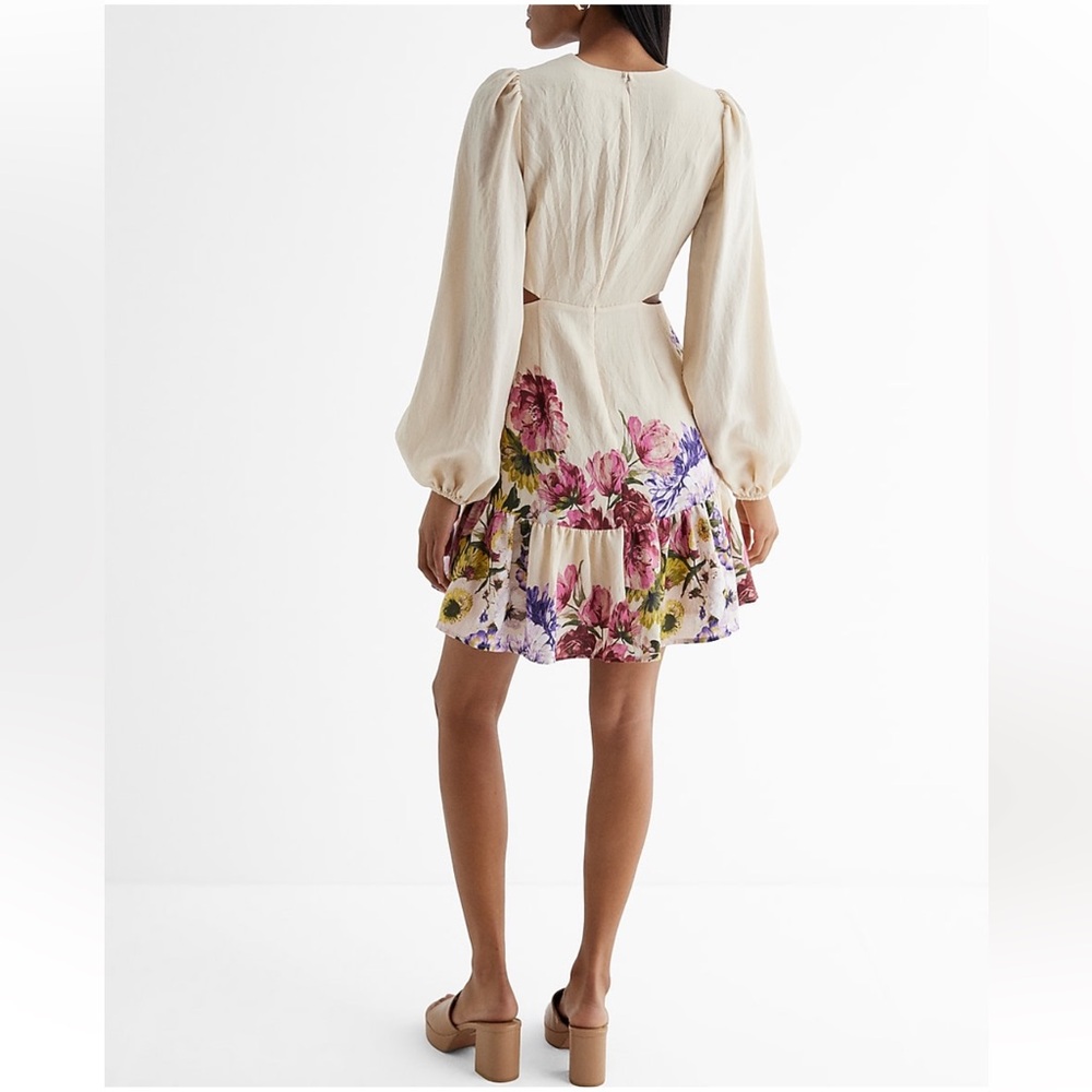Floral V-Neck Long Puff Sleeve
Cutout Mini Dress - Picture 4 of 10